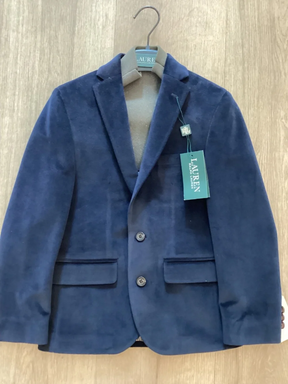 Lauren Ralph Lauren Blue Velvet Blazer Boys Size 10R Navy Button Church Wedding